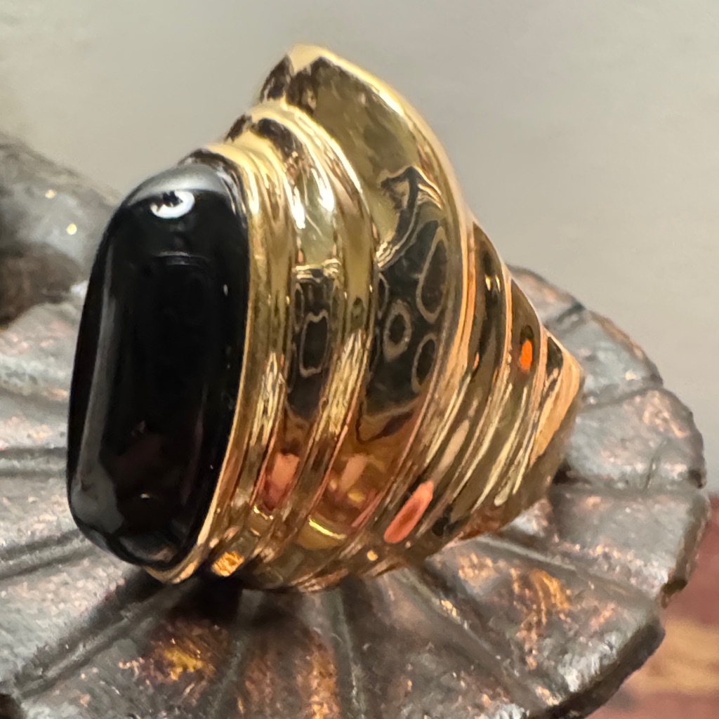 Vintage Onyx And Gold Cocktail Statement Ring